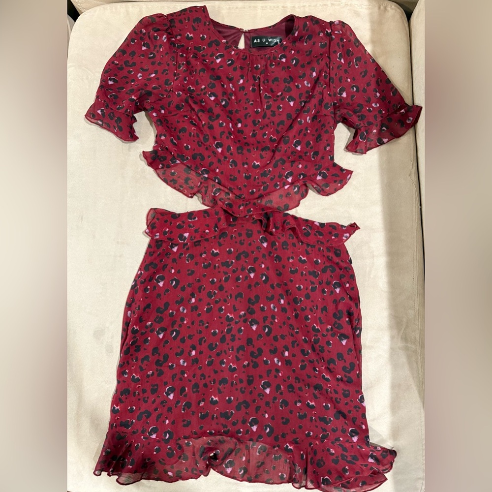 As‎ u Wish Red Leopard Print Dress Size M